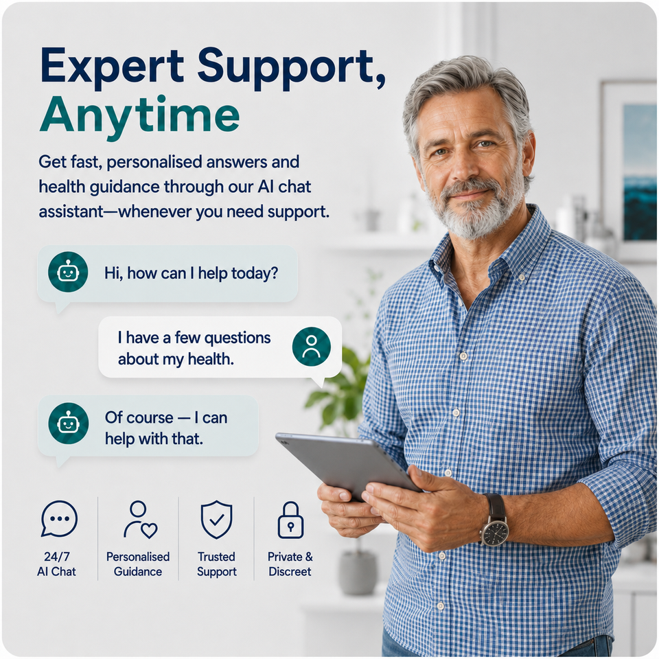 Expert Support, Anytime — AI health assistant, personalised guidance and private support