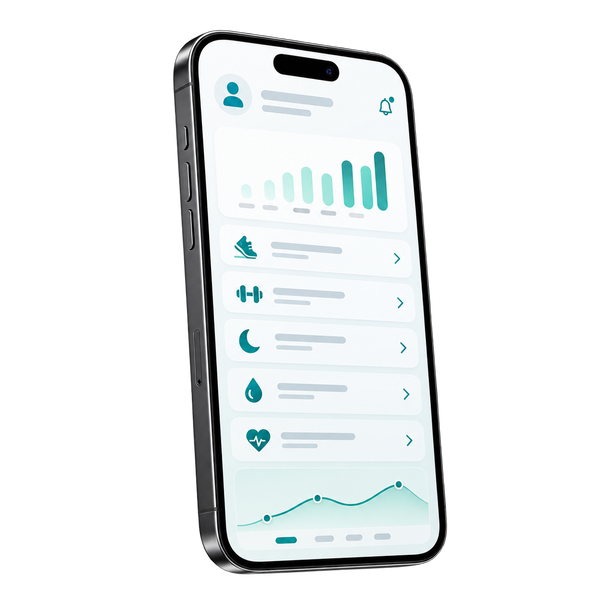 Illustration of wellness progress tracking on a smartphone
